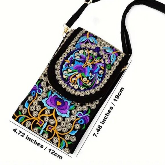 EMBROIDERED CELL CROSS~BODY BAG - Picture 2 of 2